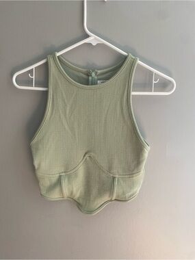 NWTT SABO Ribbed Sculpted Crop Top - Light Sage